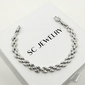 Triple Layer Barley Chain Bracelet | Platinum Plated Luxury Jewelry